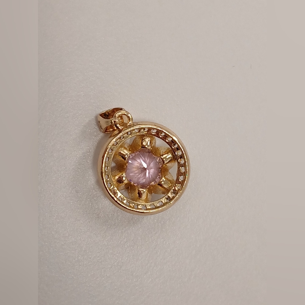 New 18k Goldplated Pink & Gemstone Pendant ¾" Pretty Bird - Picture 5 of 6